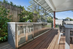 Beefeater 3000E 5 BNR Metallic Charcoal Corian Silver Birch Outdoor Kitchen 1