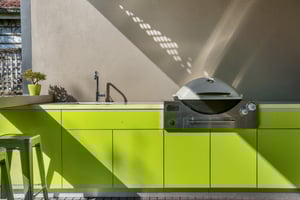 Weber Q3600 Dulux Rainforest Glow Corian Concrete and Clam Shell Alfresco Kitchen 7