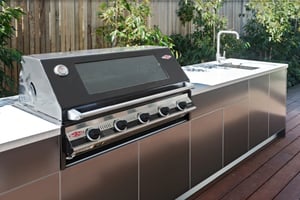 Beefeater Signature 3000E with Metallic Charcoal and Corian Silver Birch Blairgowrie Outdoor Kitchen 2