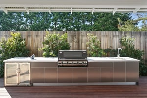 Beefeater 3000E 5 BNR Metallic Charcoal Corian Silver Birch Outdoor Kitchen 4HR