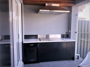 Beefeater Proline BBQ Matt Black with Corian Raincloud Alfresco Kitchen