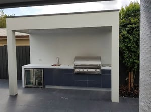 Grand Fire 42 Matte ACP Iron Grey Corian Designer White Outdoor Kitchen