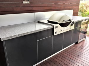 Weber Q3600 BBQ Steel Grey Corian Platinum Alfresco Kitchen