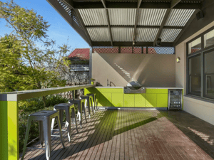 Weber Q3600 Dulux Rainforest Glow Corian Concrete and Clam Shell Alfresco Kitchen 4-1